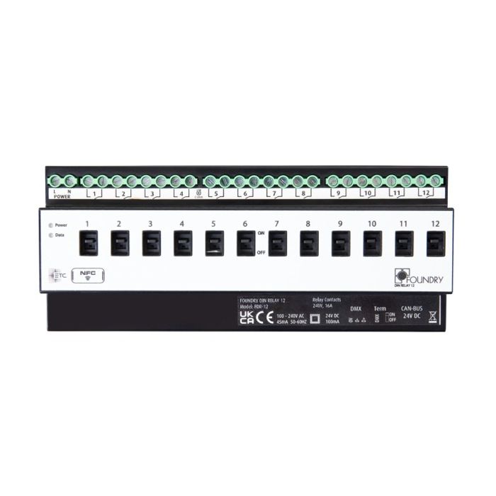 ETC Foundry DIN Relay 12, 12-channel DIN rail