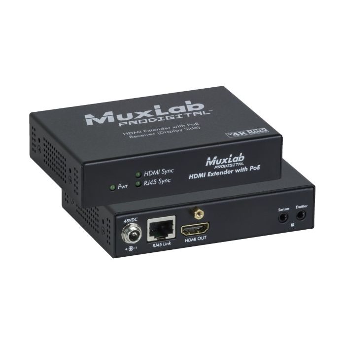 Muxlab HDMI Receiver, PoE, HDBT, UHD-4K